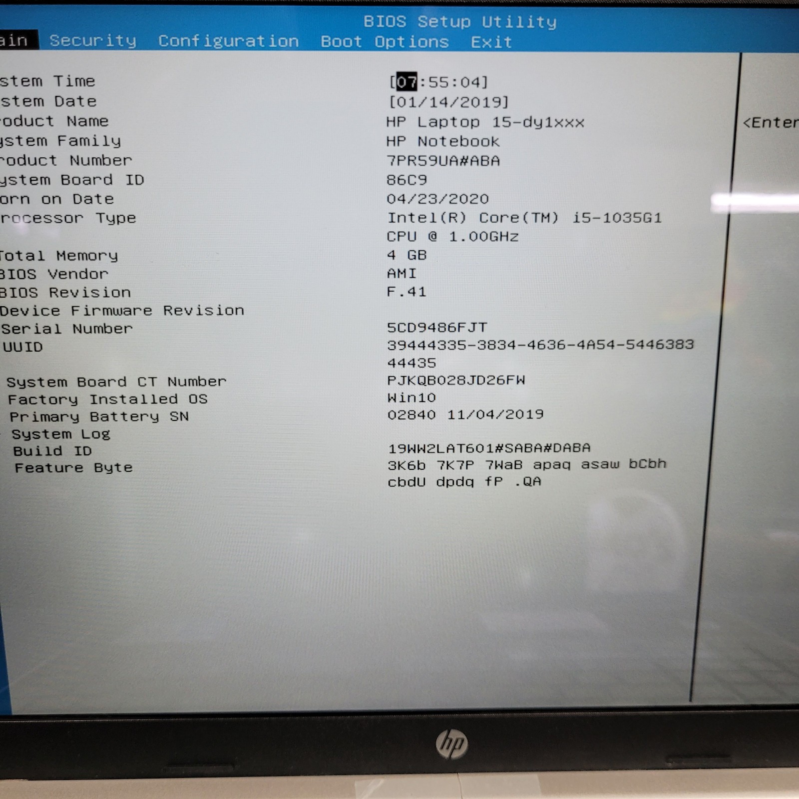 HP Pavilion 15-dy1086nr Intel i5-1035G1 @1.00GHz 4GB RAM 120 GB SSD Windows 11