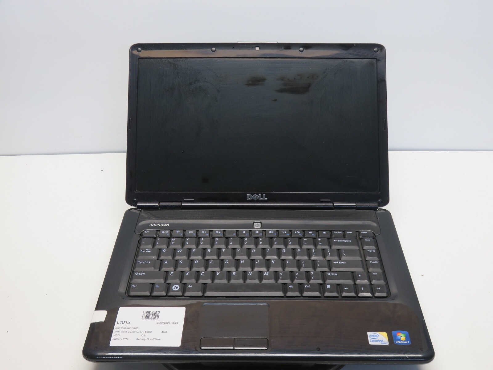 Dell Inspiron 1545 Intel Core 2 Duo CPU T6600 2.20GHz 4GB 500 GB WIN XP NO BAT