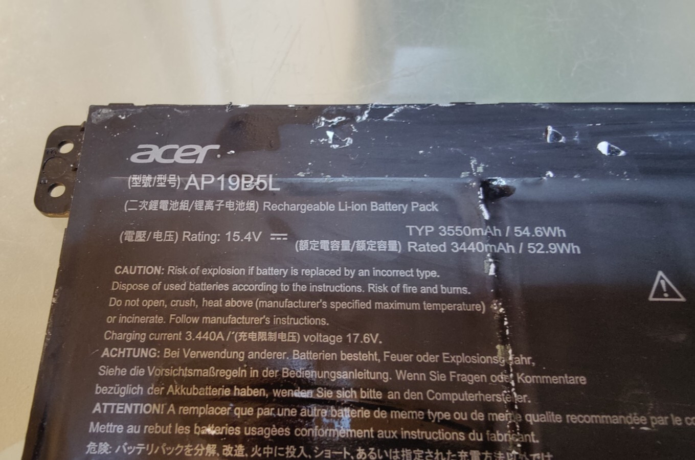 ACER GENUINE AV15 A515-53 AV 15-51 BATTERY AP19B5L 15.4V 344OmAh 52.9Wh ORIGINAL