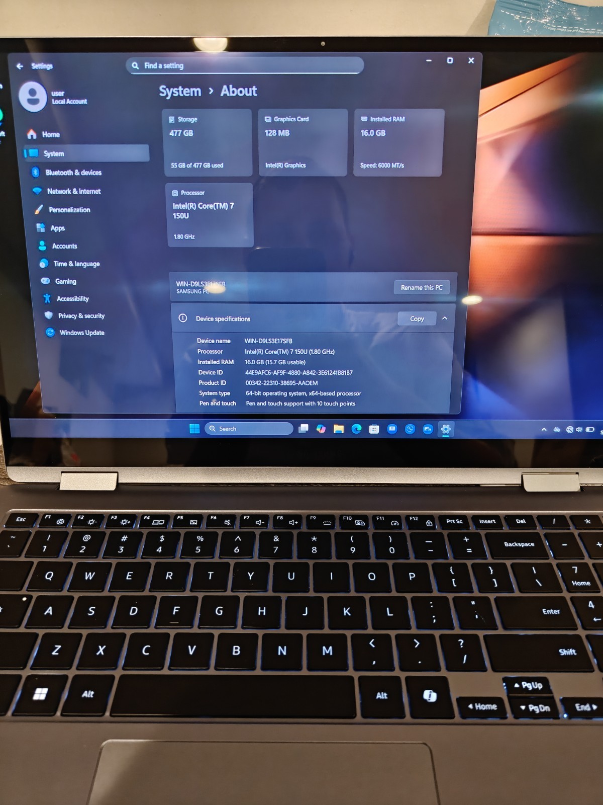 Samsung Galaxy Book4 360 16 FHD TOUCH Intel Core 7 150U 16GB 512GB SSD Read!