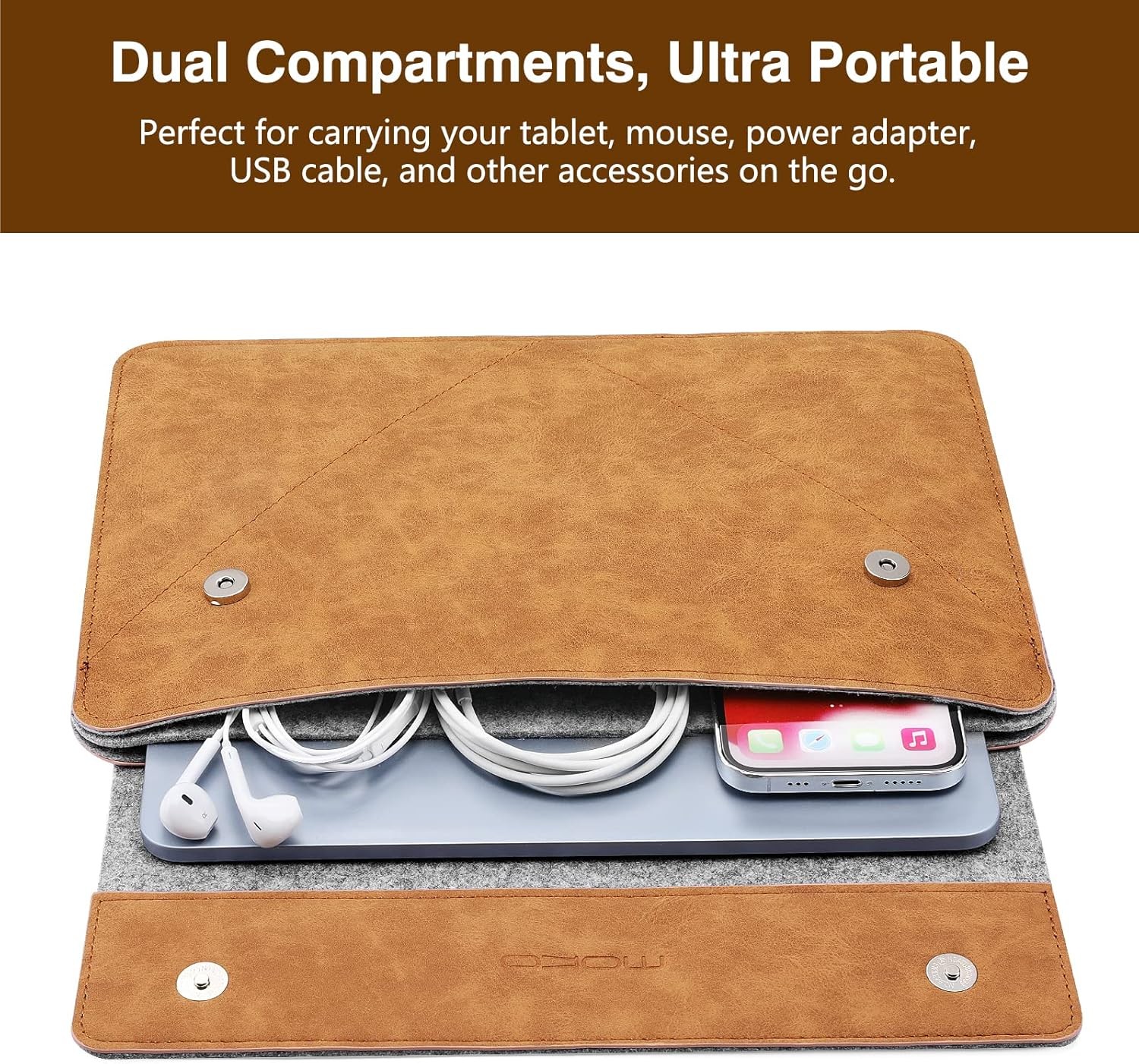 9-11 Inch Felt Leather Tablet Sleeve Bag Carrying Case Fits New 11-inch iPad Air