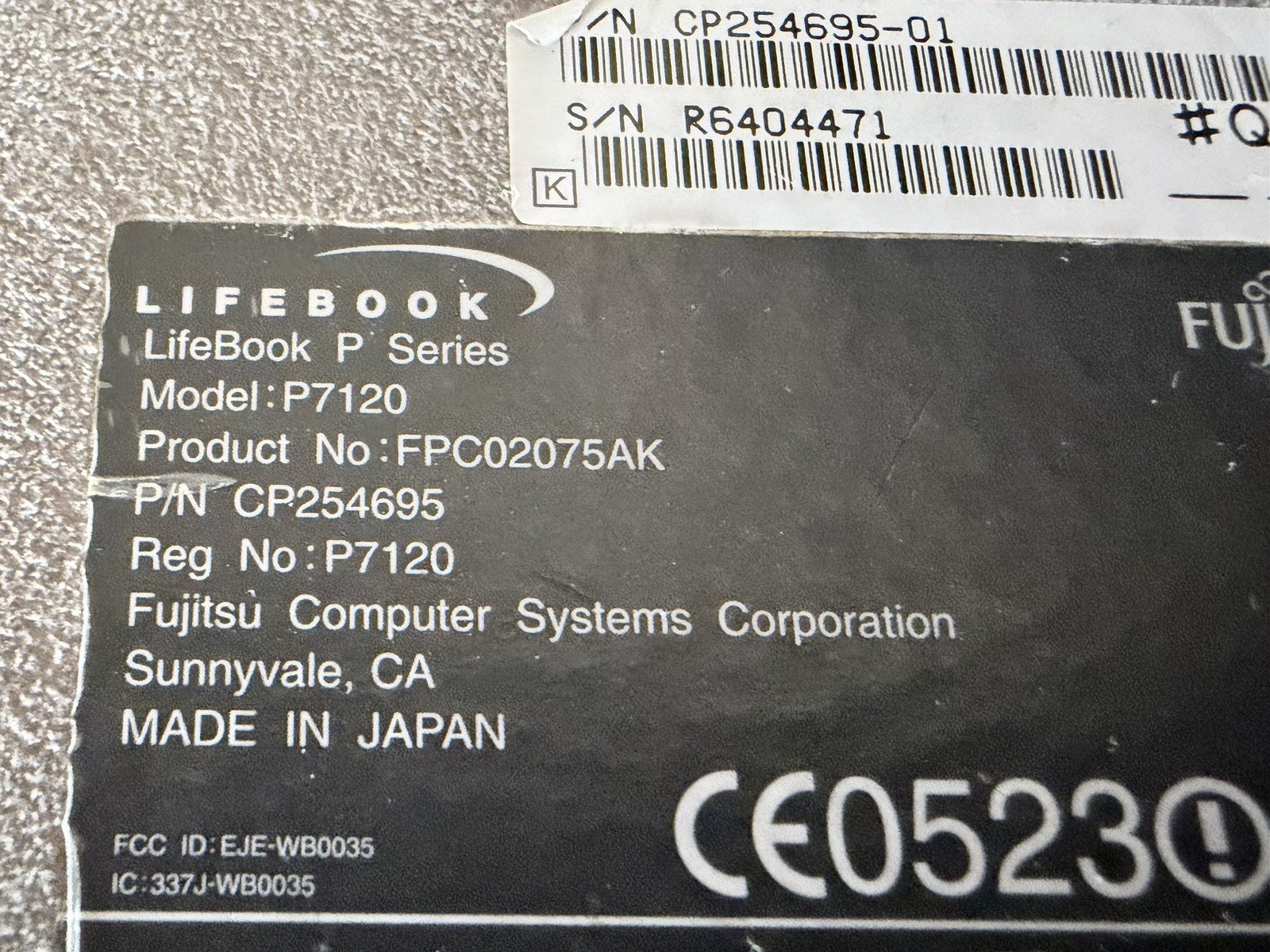 Vintage Fujitsu Lifebook Model P7120 PC Computer Laptop/Notebook w/Windows XP