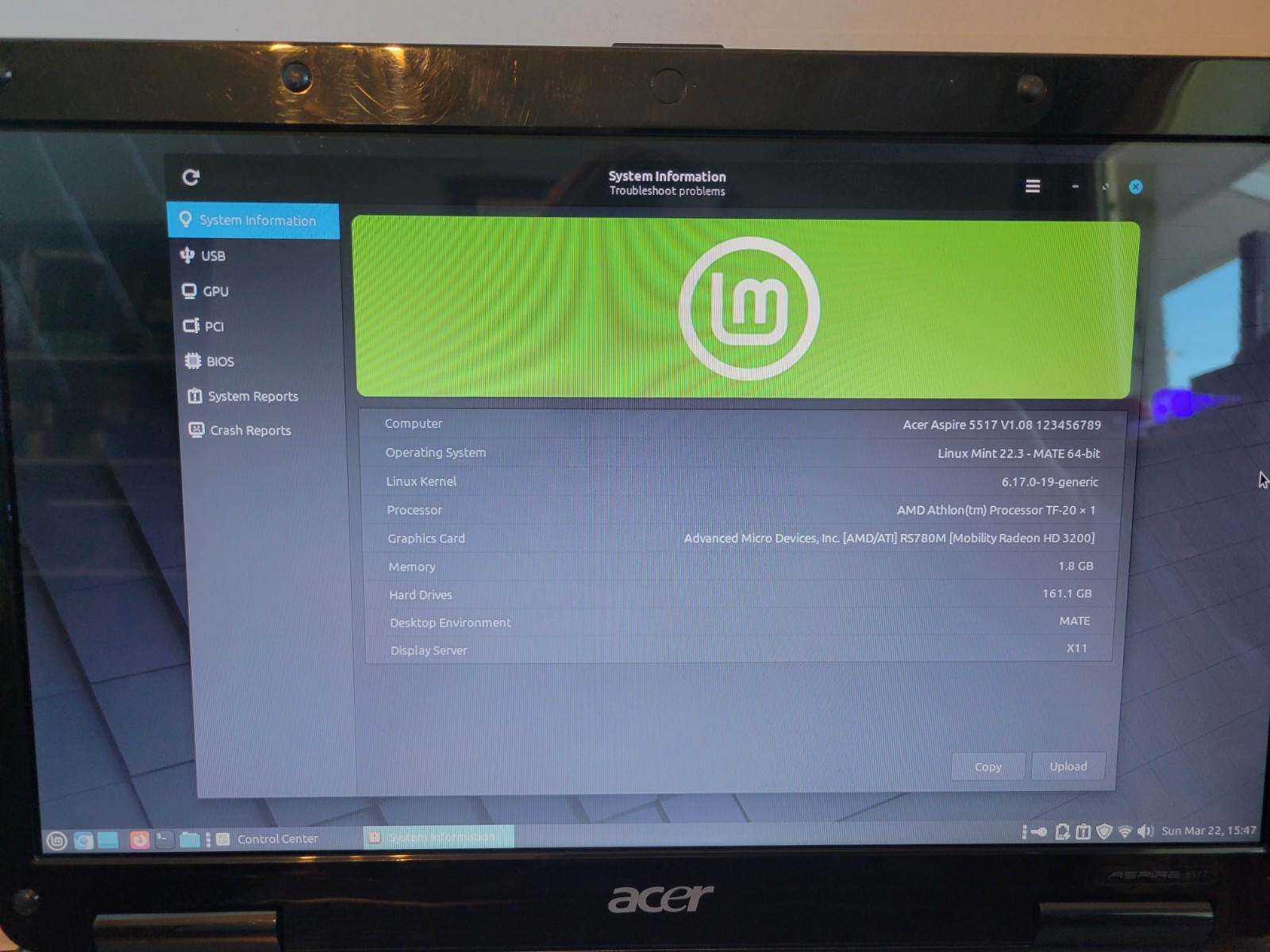Acer Aspire 5517 Laptop, Linux Mint OS, Replaced Thermal Paste, Please READ