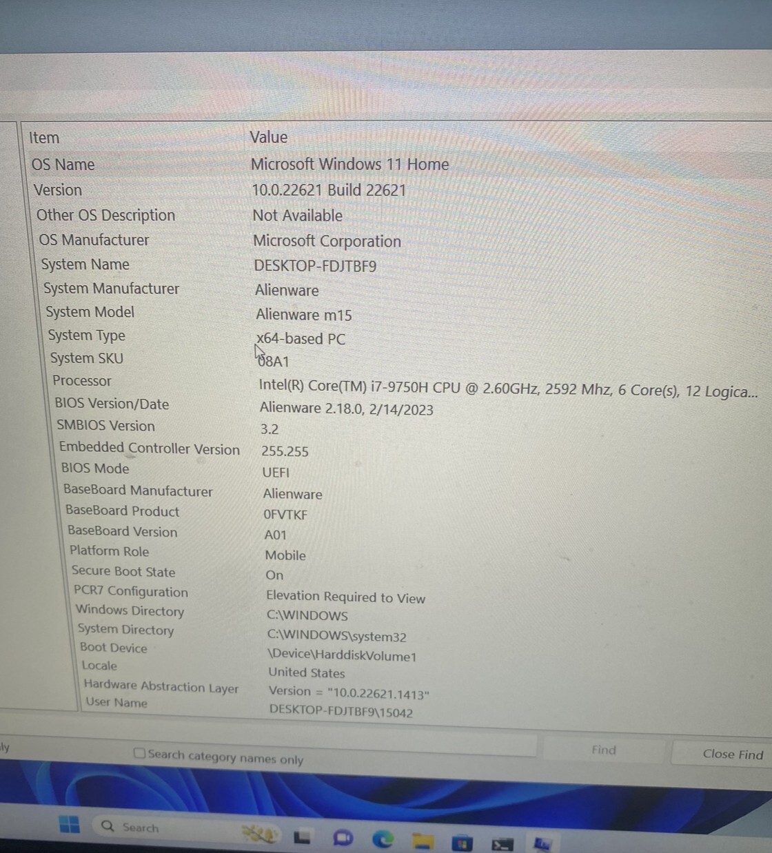 Alienware m15 15.6″UHD 630 (1080p,60Hz) GTX 1660Ti i7-9750H, USED
