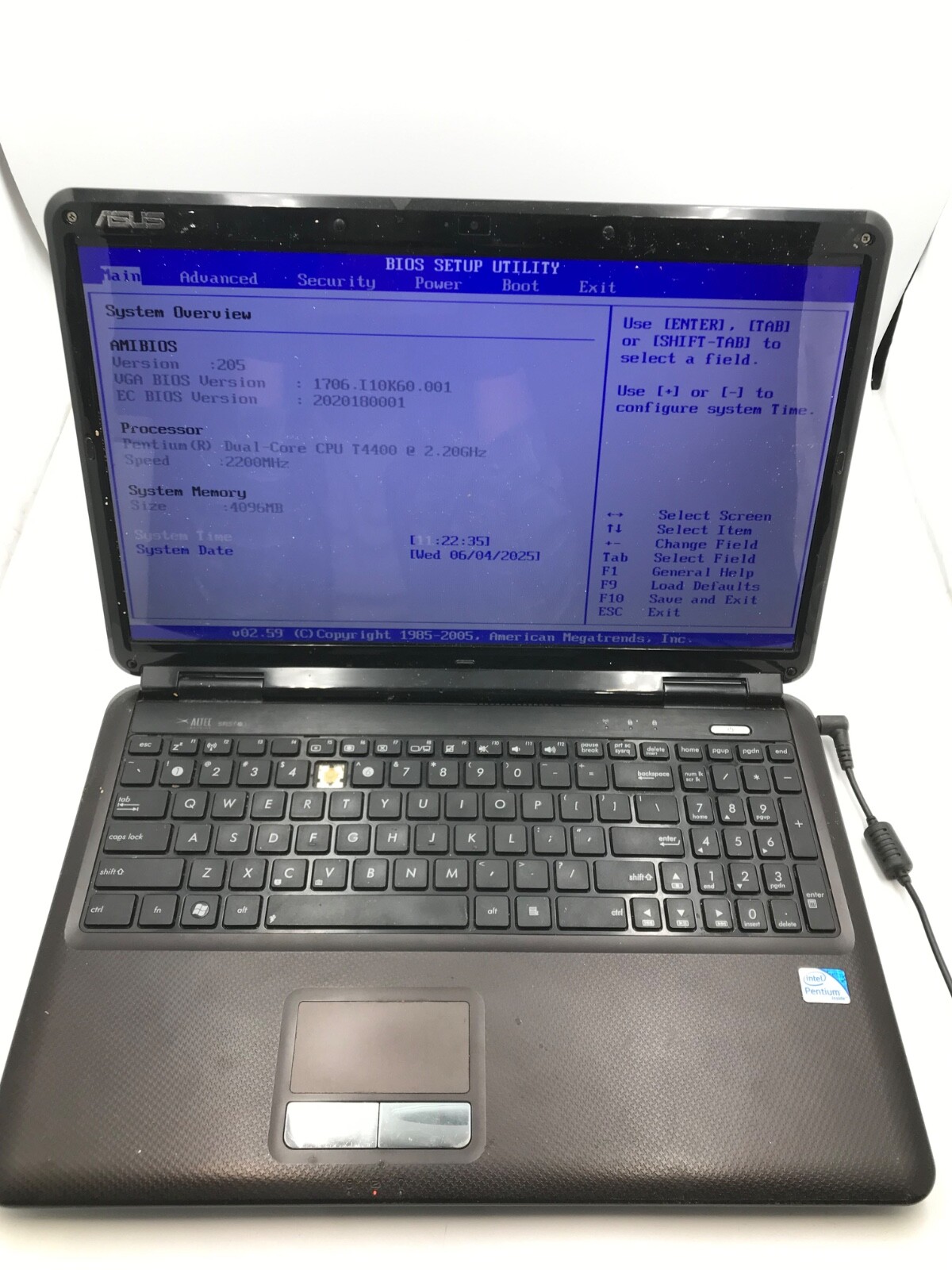 ASUS K601 15″ Intel Pentium Dual-Core T4400 4Gb RAM -Missing Parts- MZ