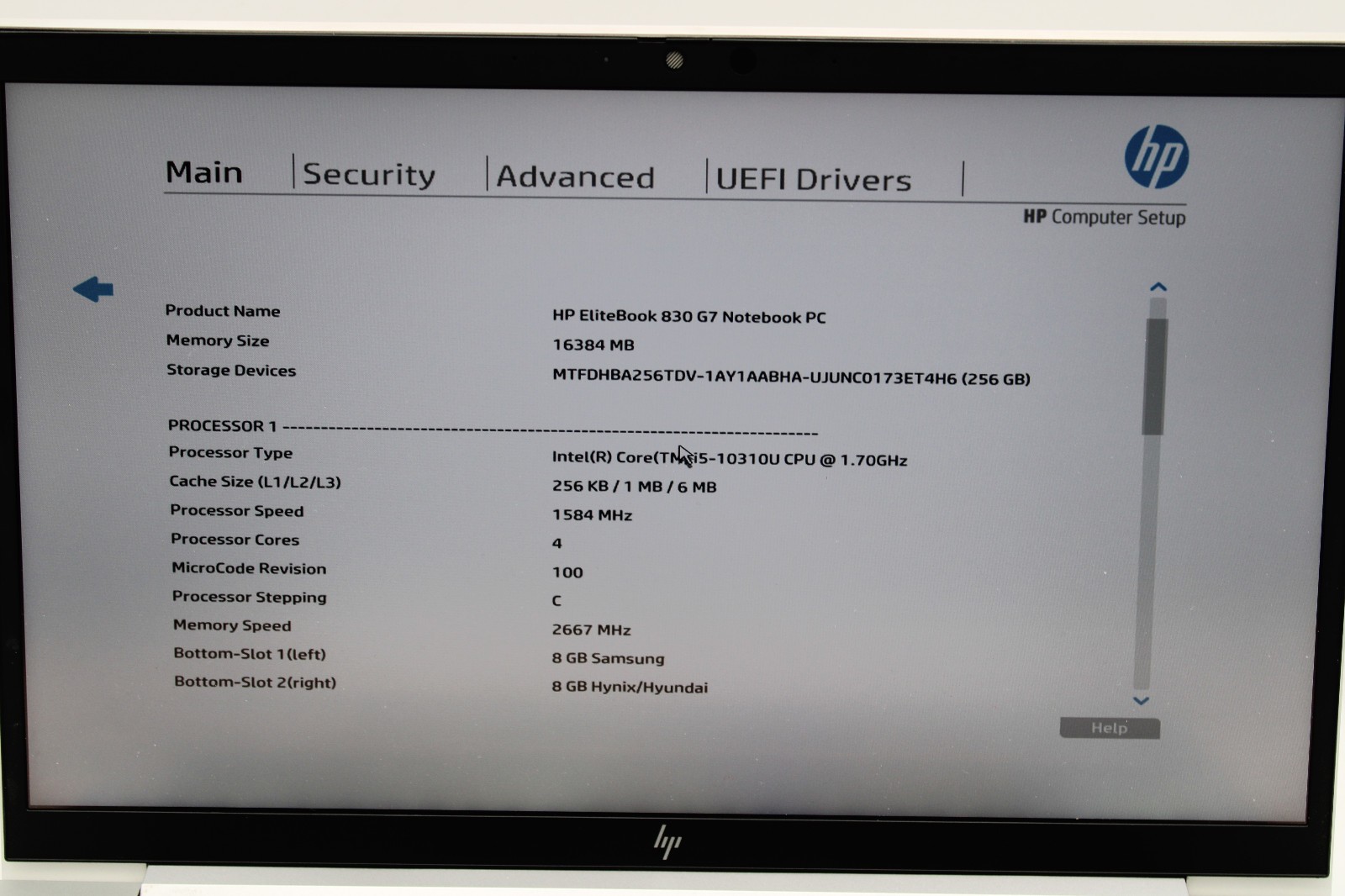 HP EliteBook 830 G7 _ i5-10310U @ 1.7 _ 16GB RAM _ 256GB SSD _ Win11H