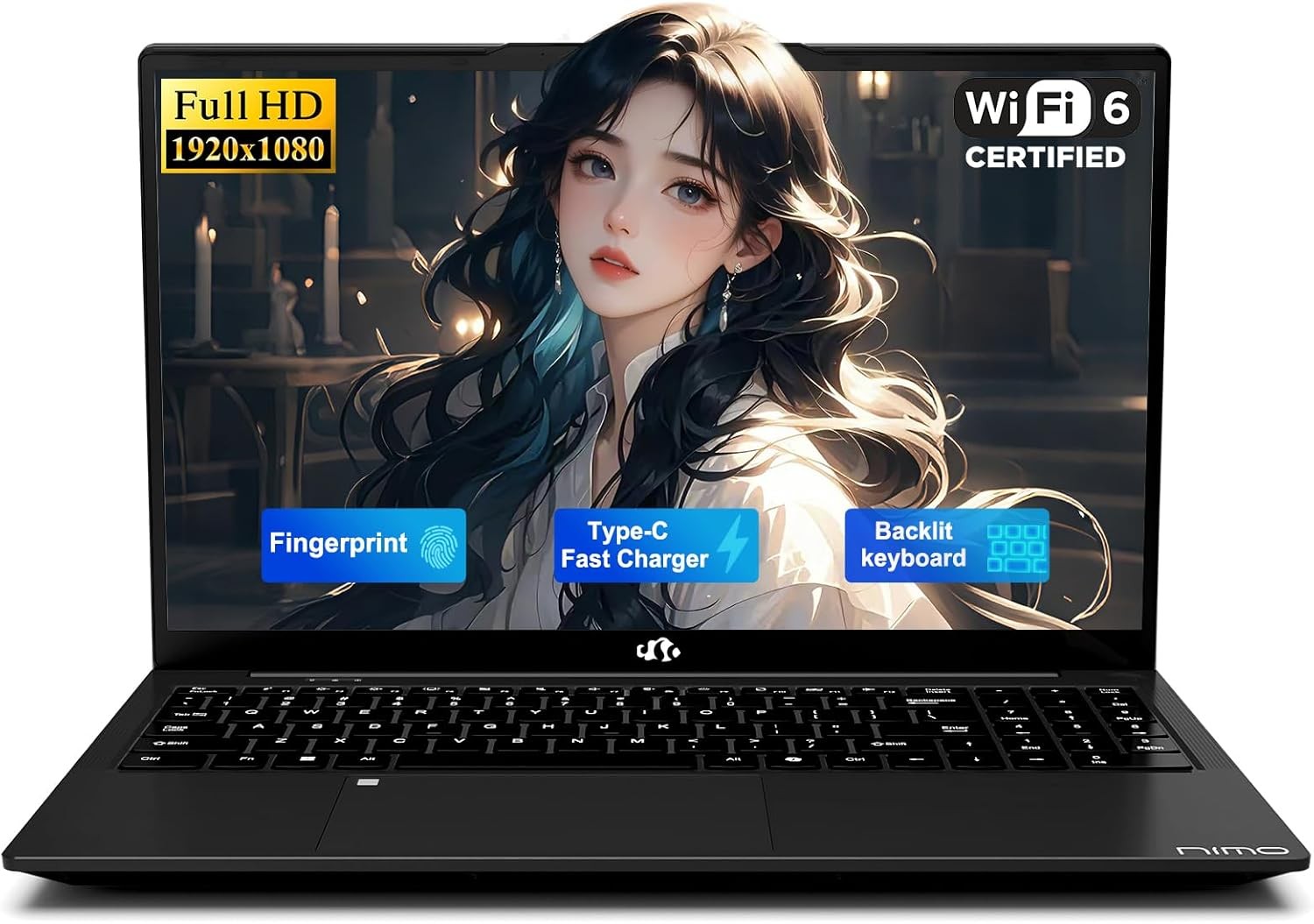 NIMO 15.6″ FHD Laptop 16GB RAM 1TB SSD Intel N150 Wi-Fi 6, BT5.2 Win 11