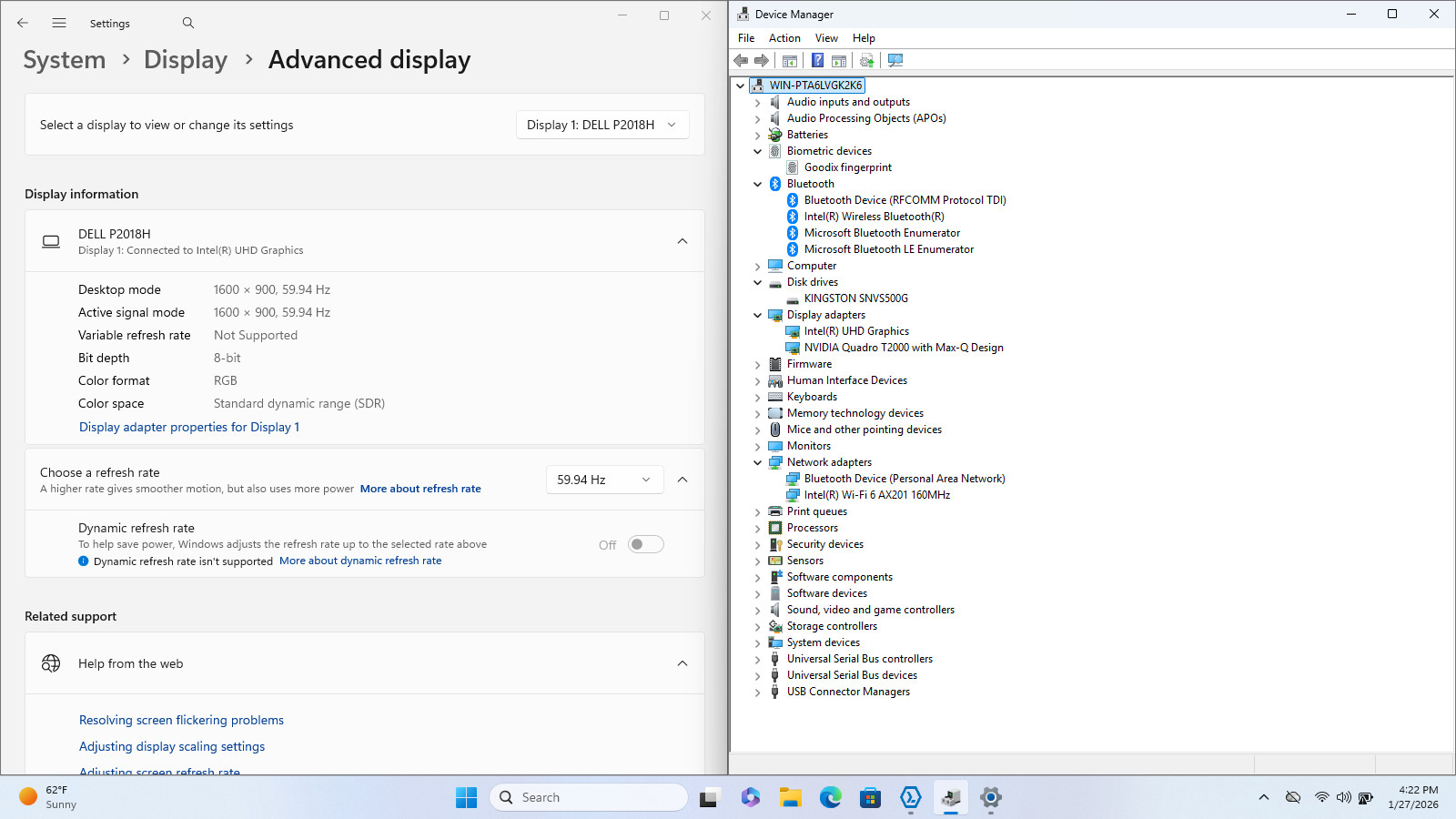 Dell Precision 5550 I7-10750H 512GB SSD 16GB Quadro T2000 Palmrest *READ*