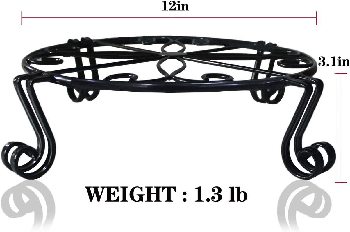 2 Pack 12″X3.1″ Black Plant Stand for Flower Pot Heavy Duty Potted Holder Indoor