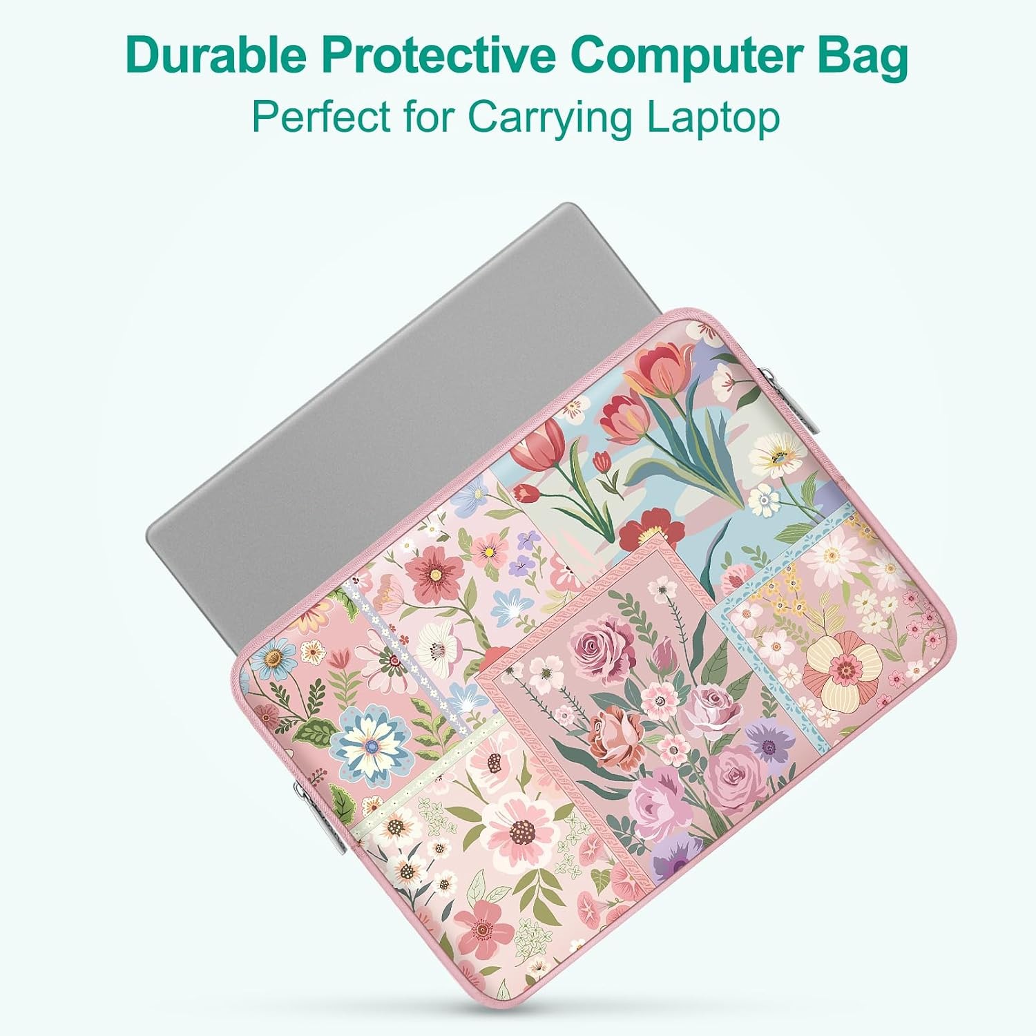 13-13.3 inch Laptop Sleeve Case, Neoprene Bag for MacBook Air 13, Pink Floral De