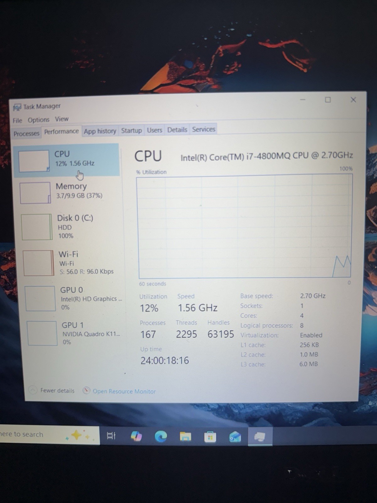 Dell Precision M4800 15.6″ Quad-Core i7-4800 MQ Nvidia k1100m 10GB RAM 500gb HDD