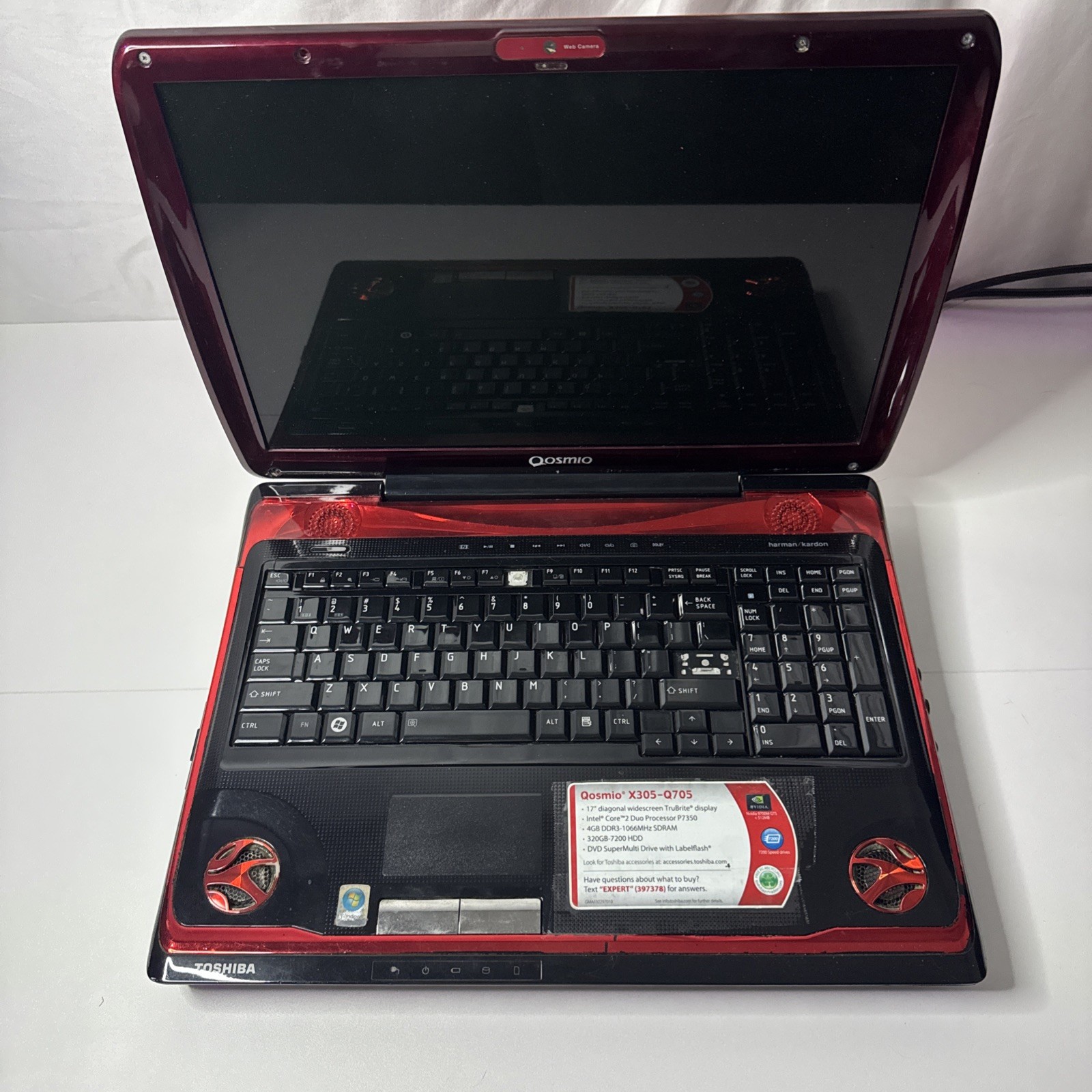 Toshiba Qosmio X305-Q705 17″ Tested Working No Battery GTX 9700M Rare