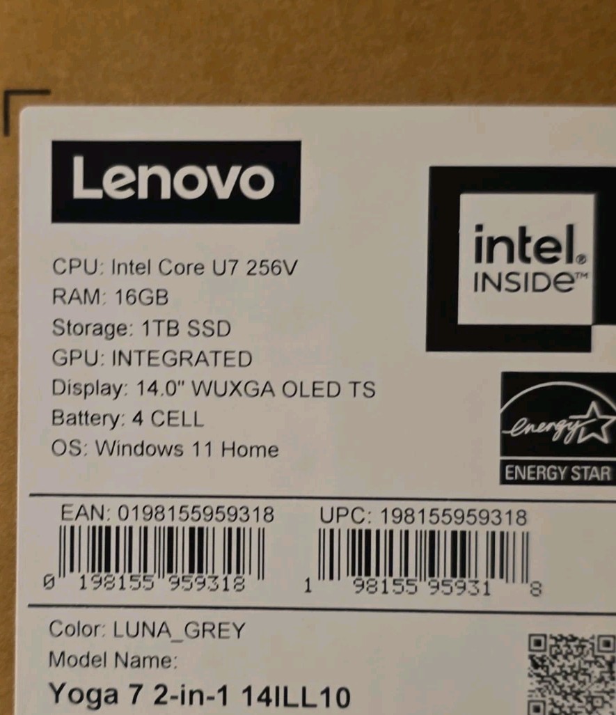 Open Box Lenovo Yoga Slim 7 2-in-1 14ILL10 Ultra 7 258V 2TB 16GB 3840 x 2400