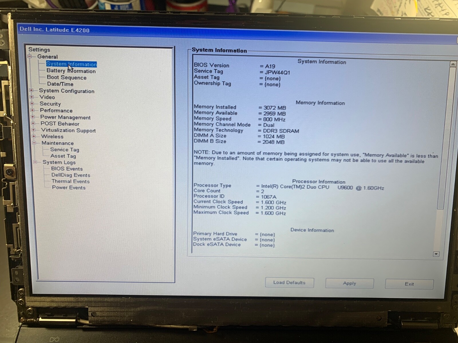 Dell Latitude E4200 12.1″ Laptop Intel Core 2 Duo U9600 1.60GHz 2GB RAM (# 03).