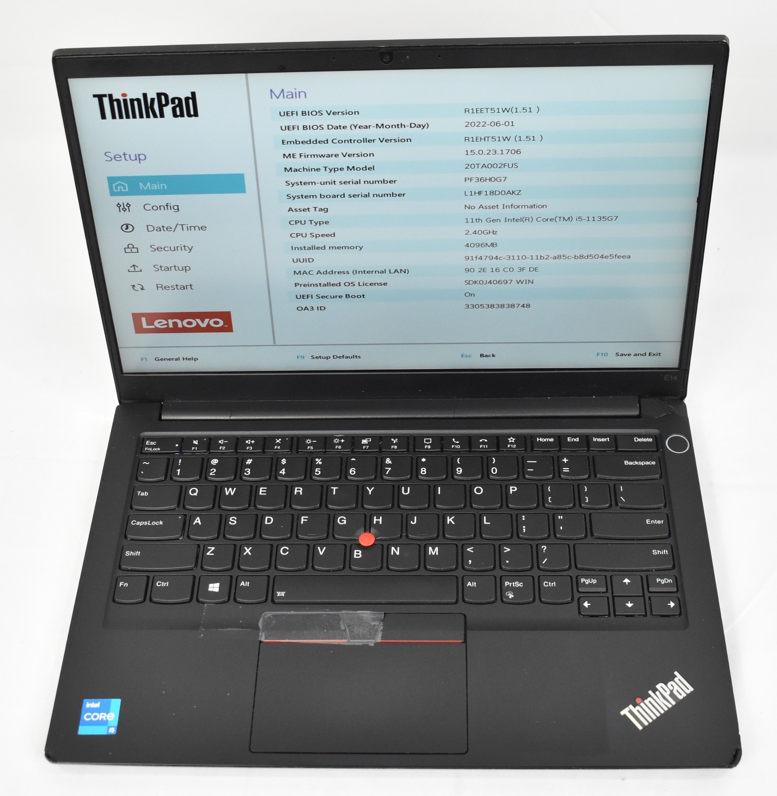 Lenovo ThinkPad E14 Gen 2 i5-1135G7 2.4GHz 4GB No HD No OS Parts or Repair
