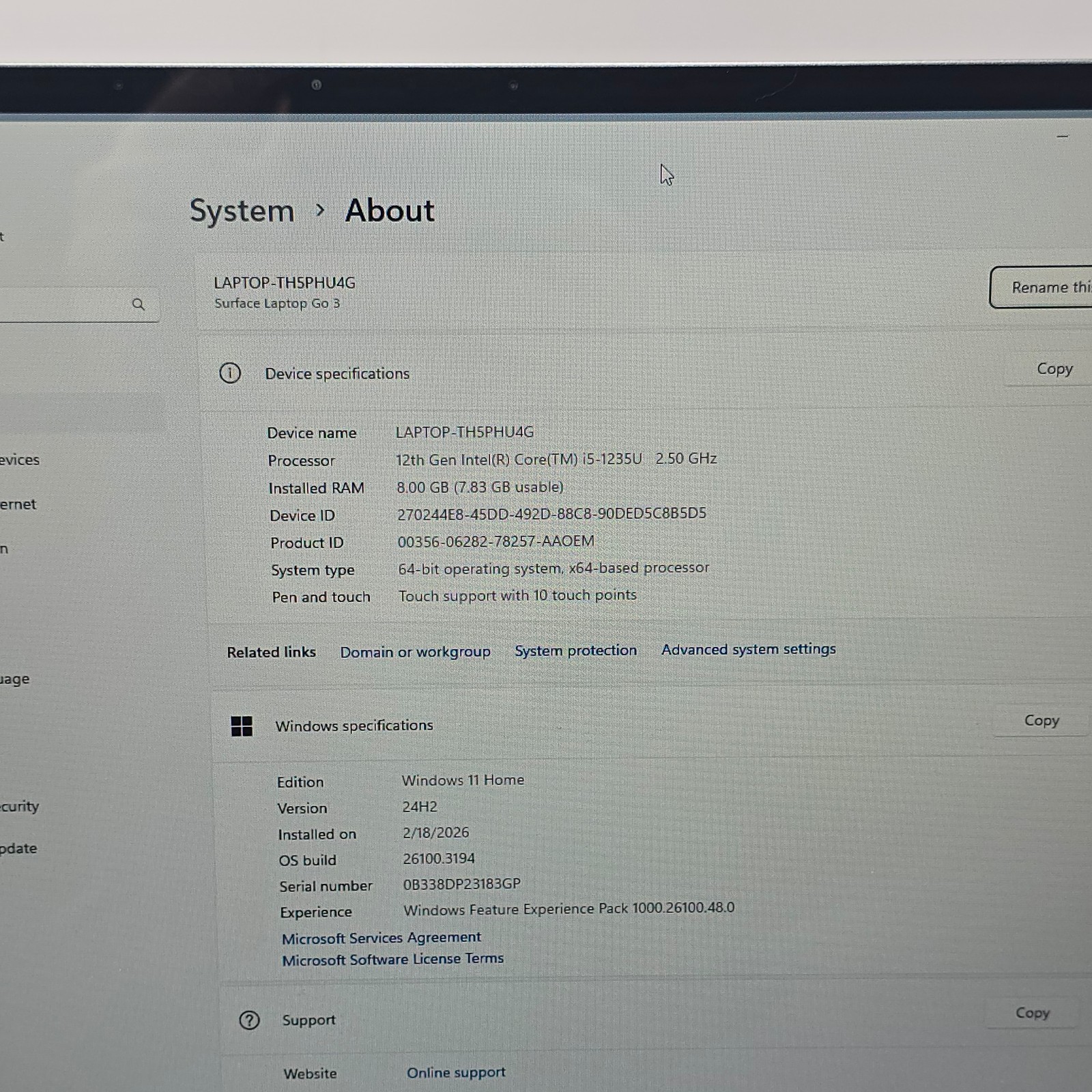 Microsoft Surface Laptop Go 3 12.4 256GB SSD Intel i5 1235U 8GB RAM Green.Silver