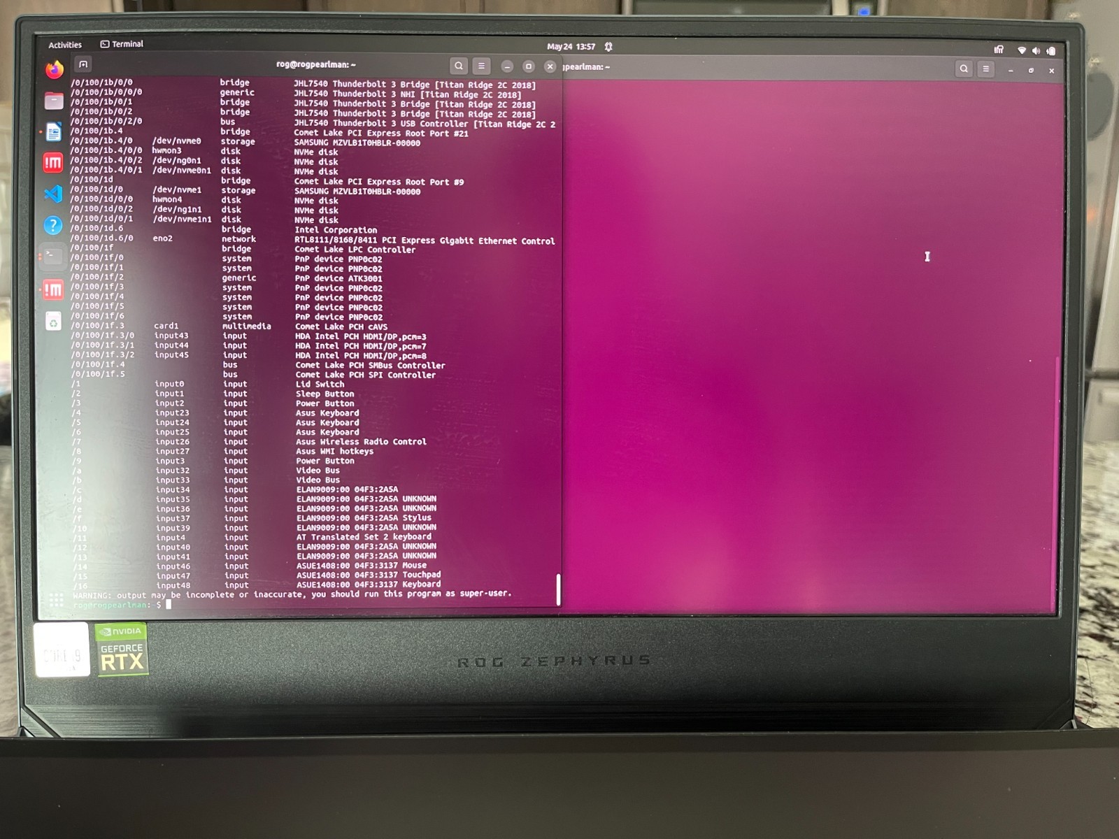 ASUS ROG Zephyrus Duo 15 GX550 NVIDIA RTX 2080 Super Max-Q 32GB RAM Thunderbolt
