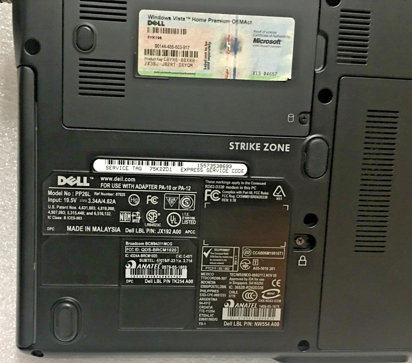 Dell Inspiron 1420 14″ Laptop Intel Core 2 Duo 1014MB Intel (R) Cote (TM) 2 DUO