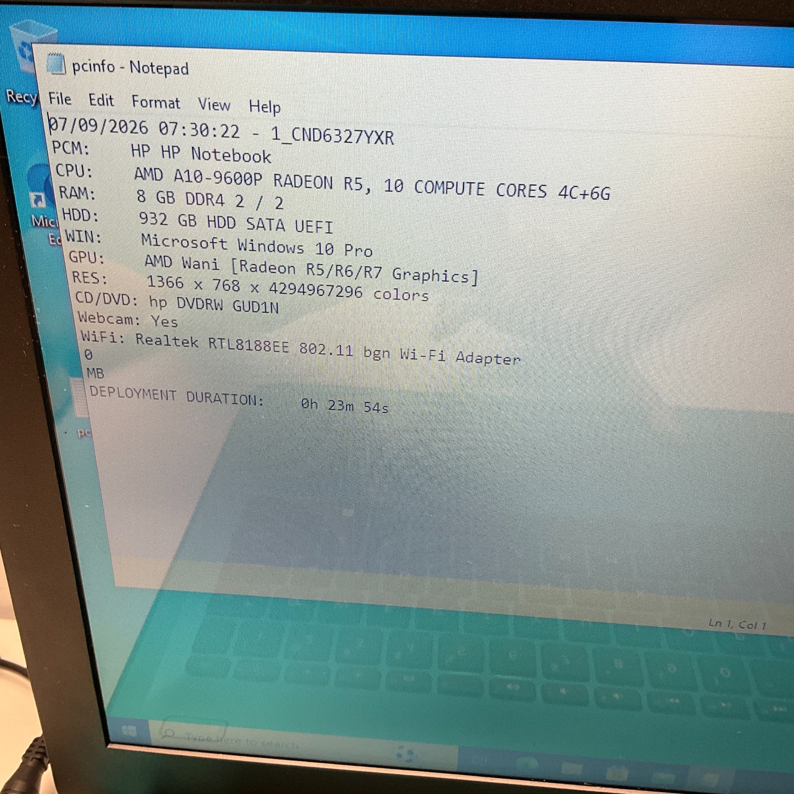 HP 15-ba052wm Laptop AMD A10-9600P Radeon R5 8GB RAM, 1TB HDD Windows 10 Pro