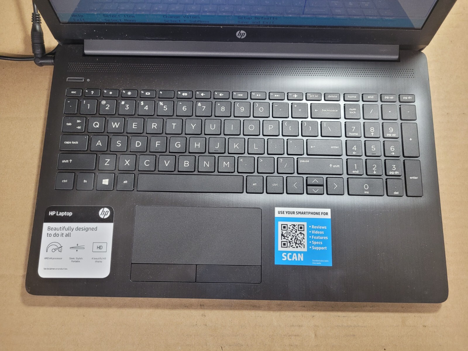 Hp model 15-db0050nr w/AMD A4-9125, 4GB RAM Laptop for Parts/Repair #0023