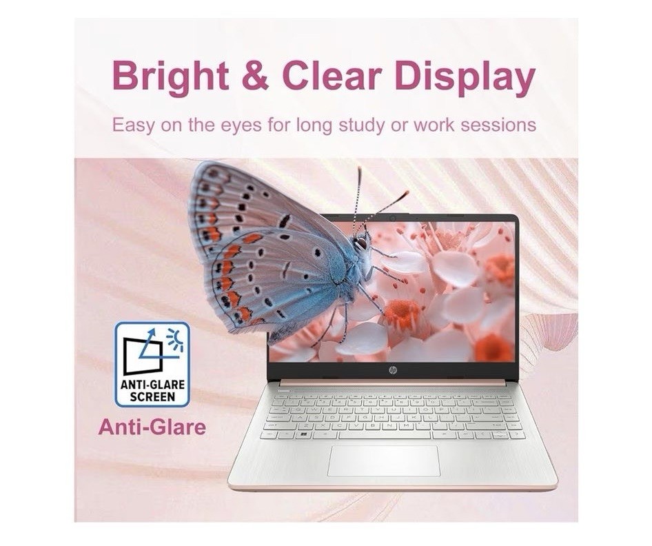 HP 14 Rose Gold Laptop with Office 365 Copilot AI Intel 4GB RAM 64 GB SSD