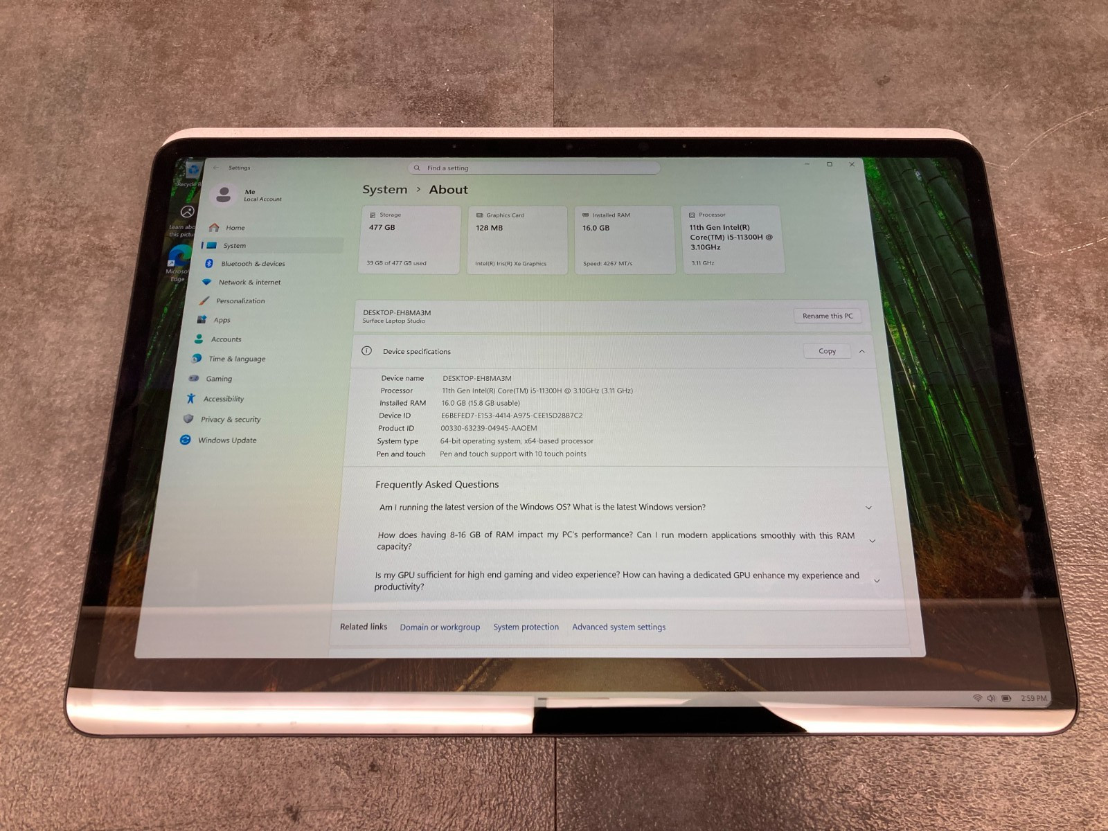 Microsoft Surface Laptop Studio 14.4” Touch Intel i5-11300H 16GB RAM 512GB SSD
