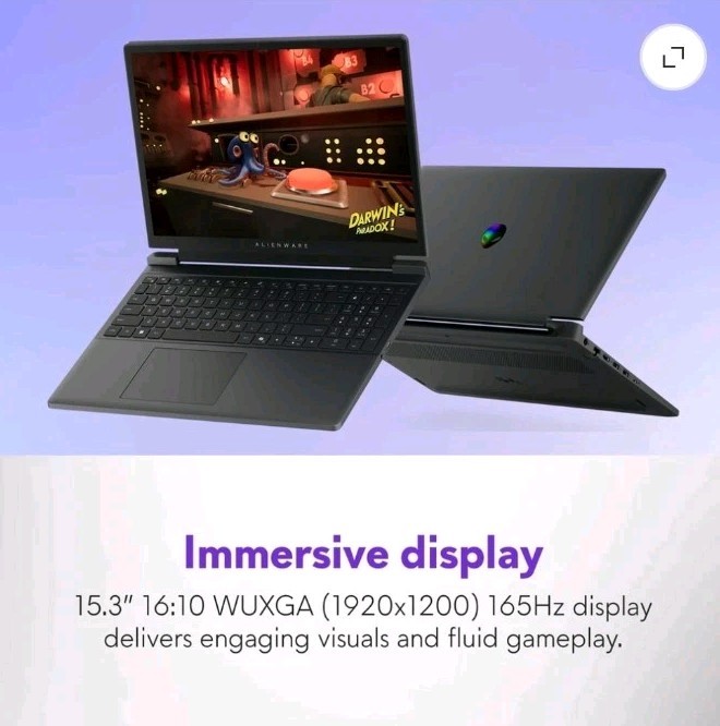Alienware 15.3″ WUXGA 165Hz Gaming Laptop, AMD Ryzen 5 220, NVIDIA GeForce…