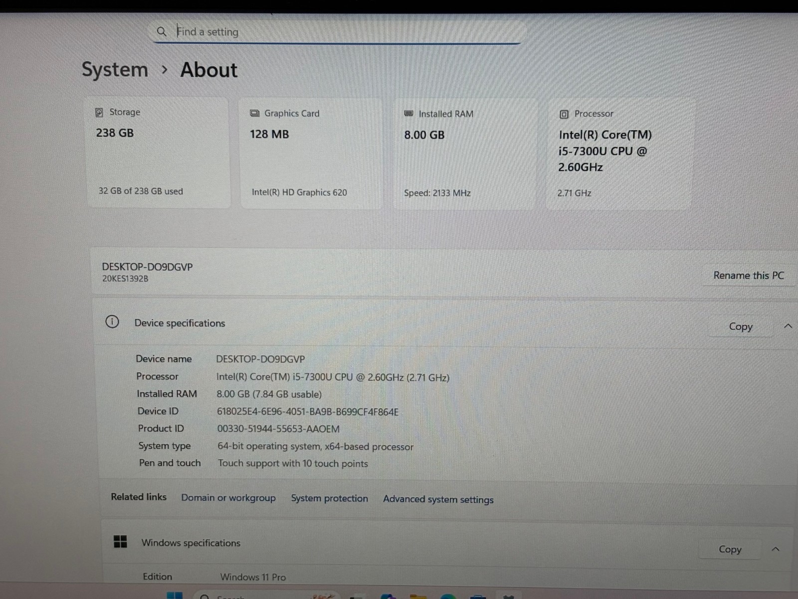 Lenovo ThinkPad X280 12.5″ Intel i5-7300 2.650GHz 8GB DDR4 256GB SSD Windows 11