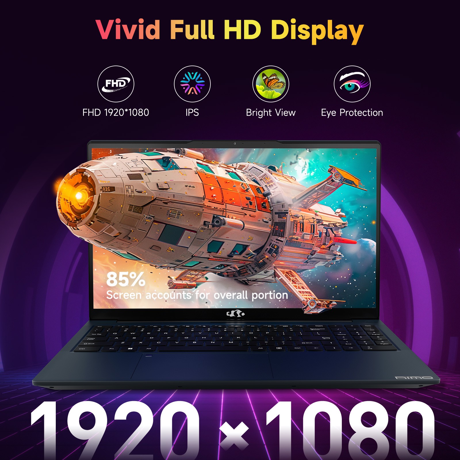 NIMO 15.6″ Laptop Intel Pentium Quad Core N100 8/16GB RAM 128/256/512GB/1TB SSD