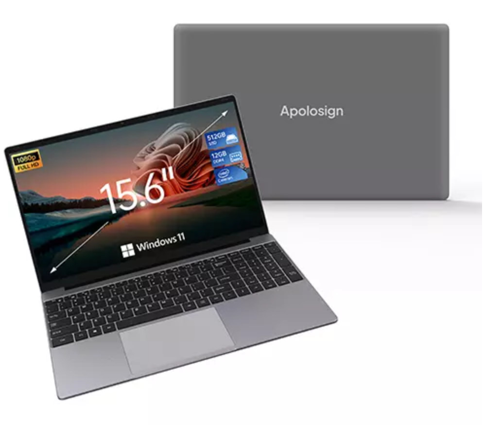 15.6” Laptop 12GB RAM 512GB SSD Windows 11 Laptop Computer Intel Jasper Lake N