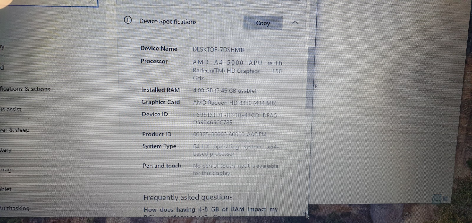 HP Pavilion 15-g071lnr Laptop, Windows 10, AMD Radeon Quad-core, 500GB, 4GB RAM.