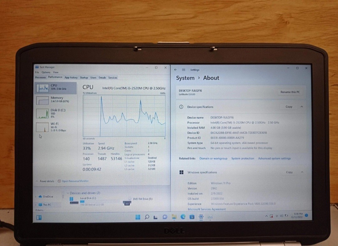 Dell Latitude E5520 Intel Core i5-2520M 2.5 GHz 4GB RAM 240 GB SSD 15.6″ HG4FLQ1