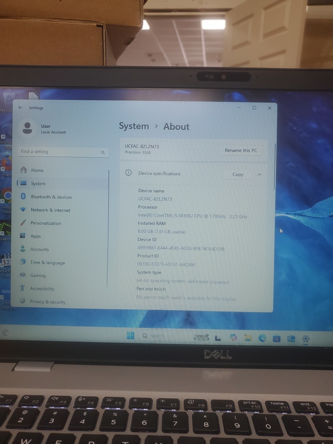 Dell Precision 3550 Laptop – i5-10310U 8GB 256GB SSD 15.6″ 051426-4