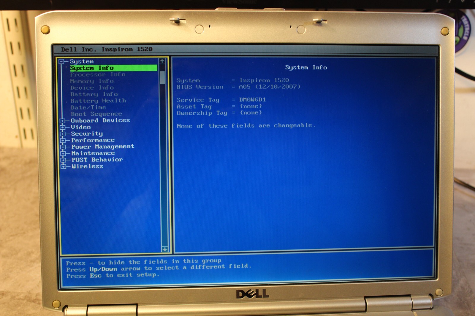Dell Inspiron 1520 For Parts Booted 160GB HDD Wiped 4GB Ram Core 2 Duo@2.0Ghz