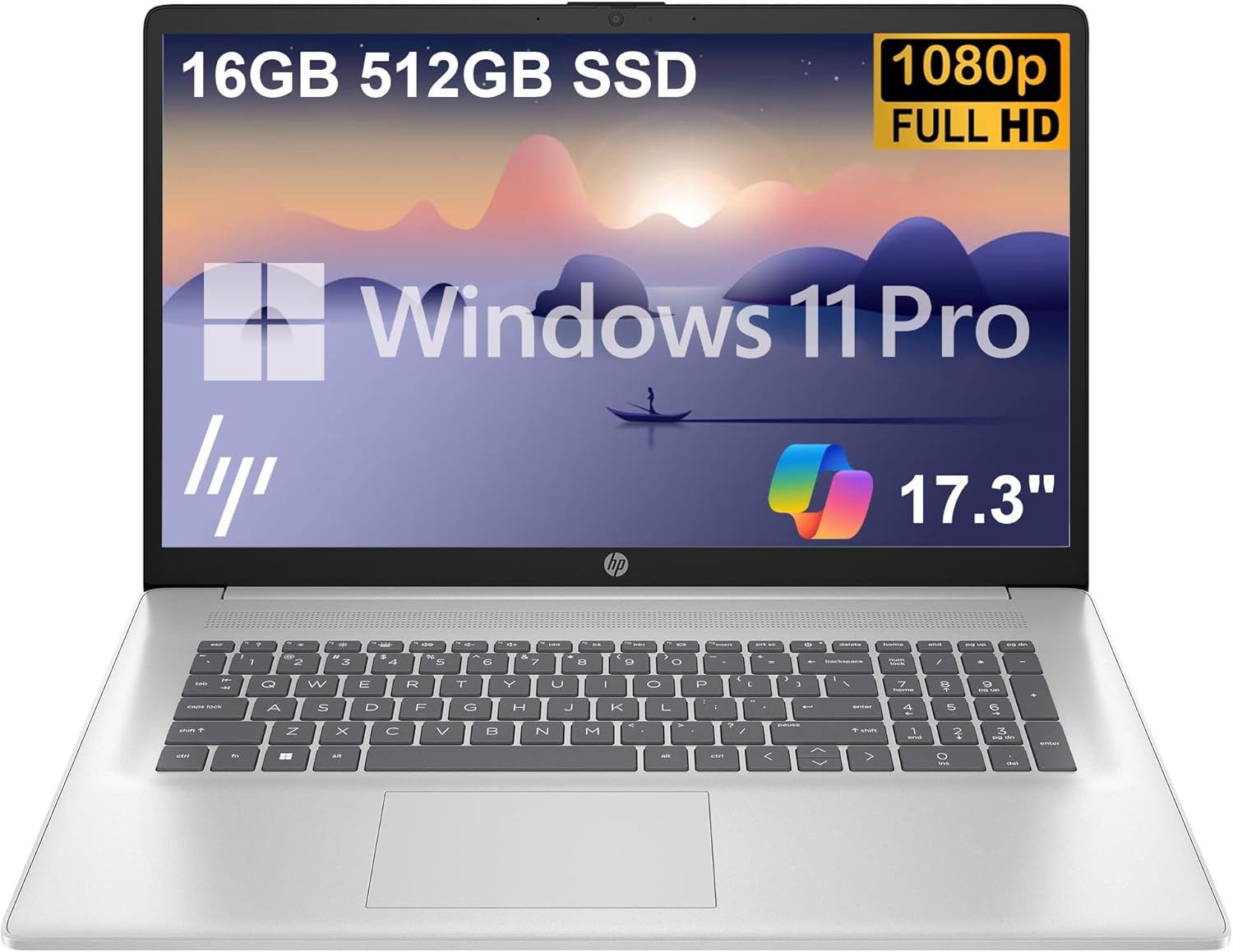 HP 17.3″ Touch Laptop HD AMD Ryzen 5 7430U Win 11 Pro 16GB RAM, 512GB SSD Silver