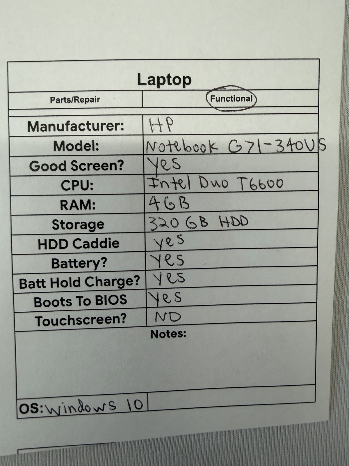 HP Notebook G71-340US Laptop – Good Screen – Intel Duo T6600 – Read Des