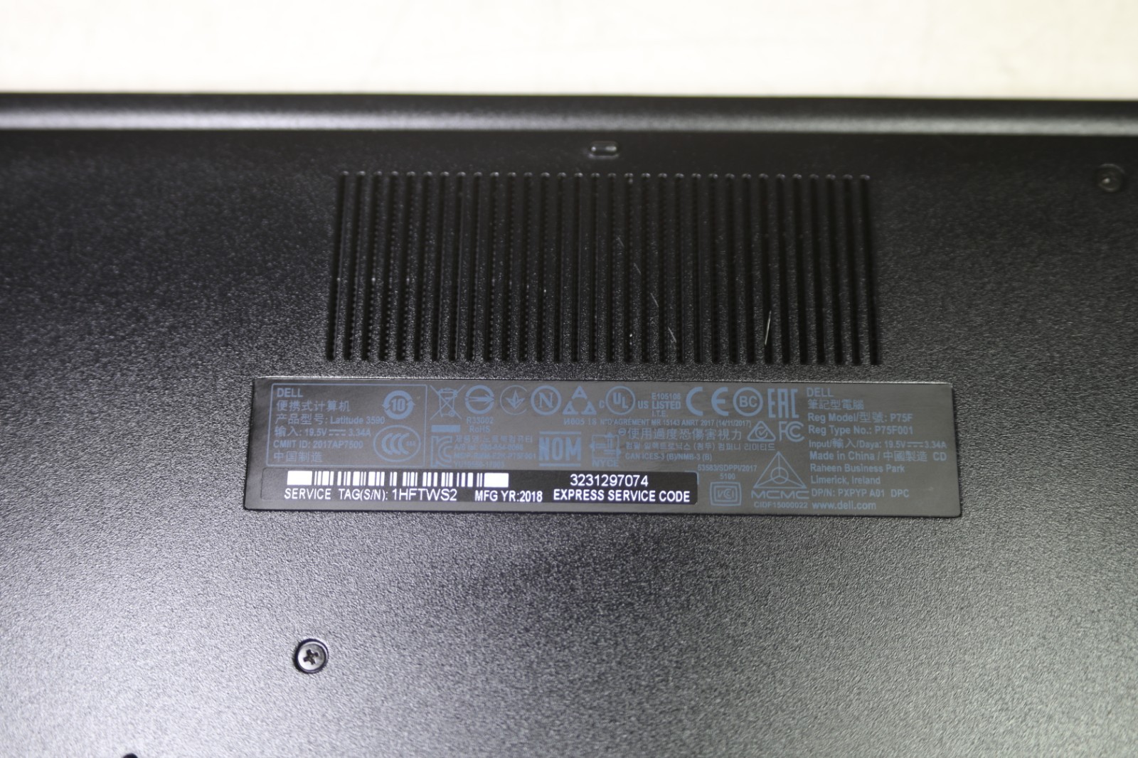 Latitude 3590 Intel(R) Core(TM) i5-8250U CPU @ 1.60GHz-8GB RAM-500GB HDD-NO OS
