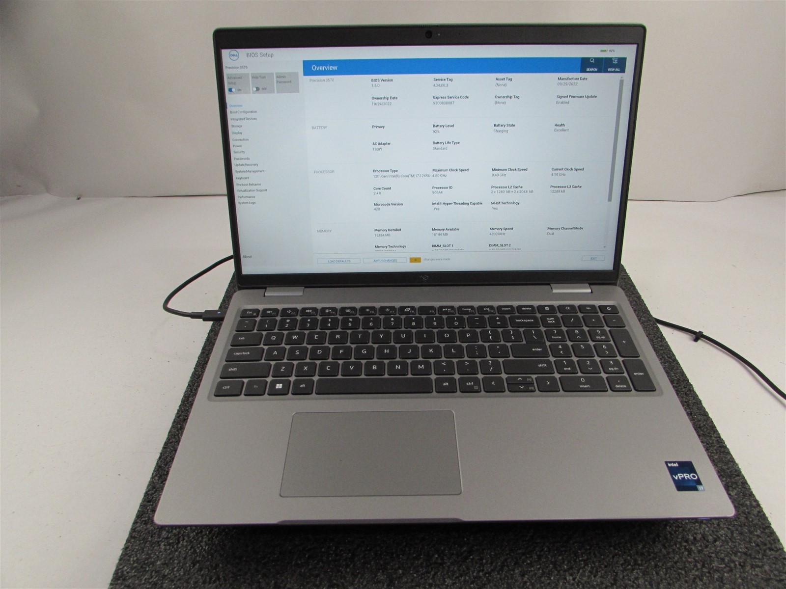 DELL PRECISION 3570 1920X1080 FHD CORE I7-1265U 512GB SSD 16GB RAM T550 NO O.S