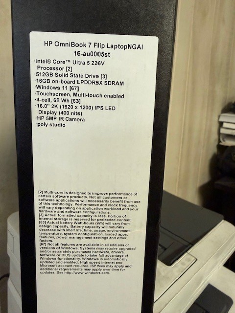 HP Omnibook 7 Flip: Ultra 5 226V, 16″ 512GB SSD, 16GM , WINDOWS 11,
