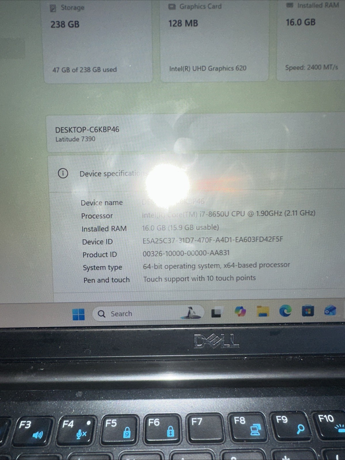Dell Latitude 7390 (256gb SSD, Intel Core I7-8650U 1.90GHz, 8gb,) Laptop Black