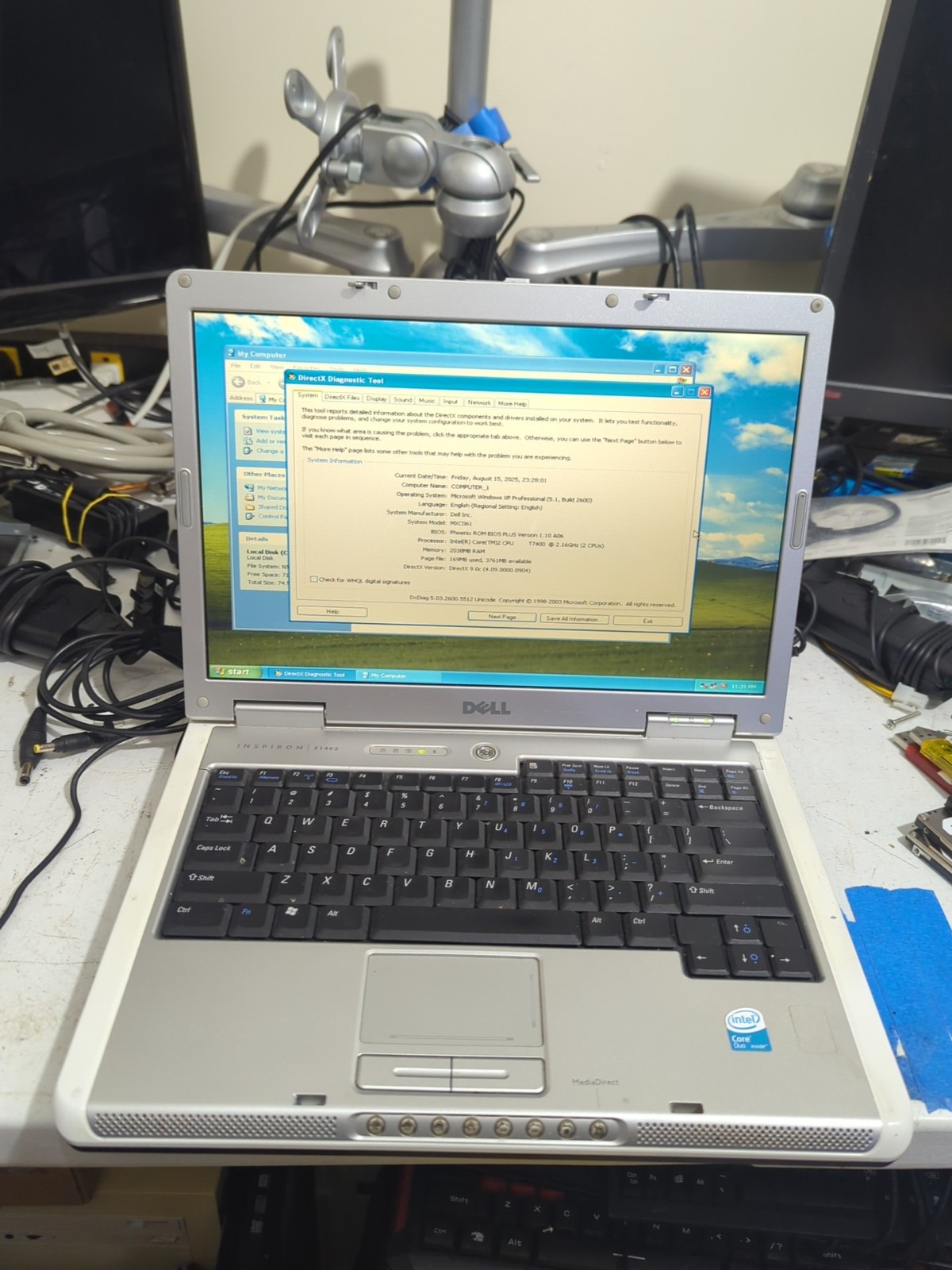 Dell Inspiron E1405 Laptop (xp-c2d-2gb Ram-80gb SSD – Dvd-rw – Wi-Fi)
