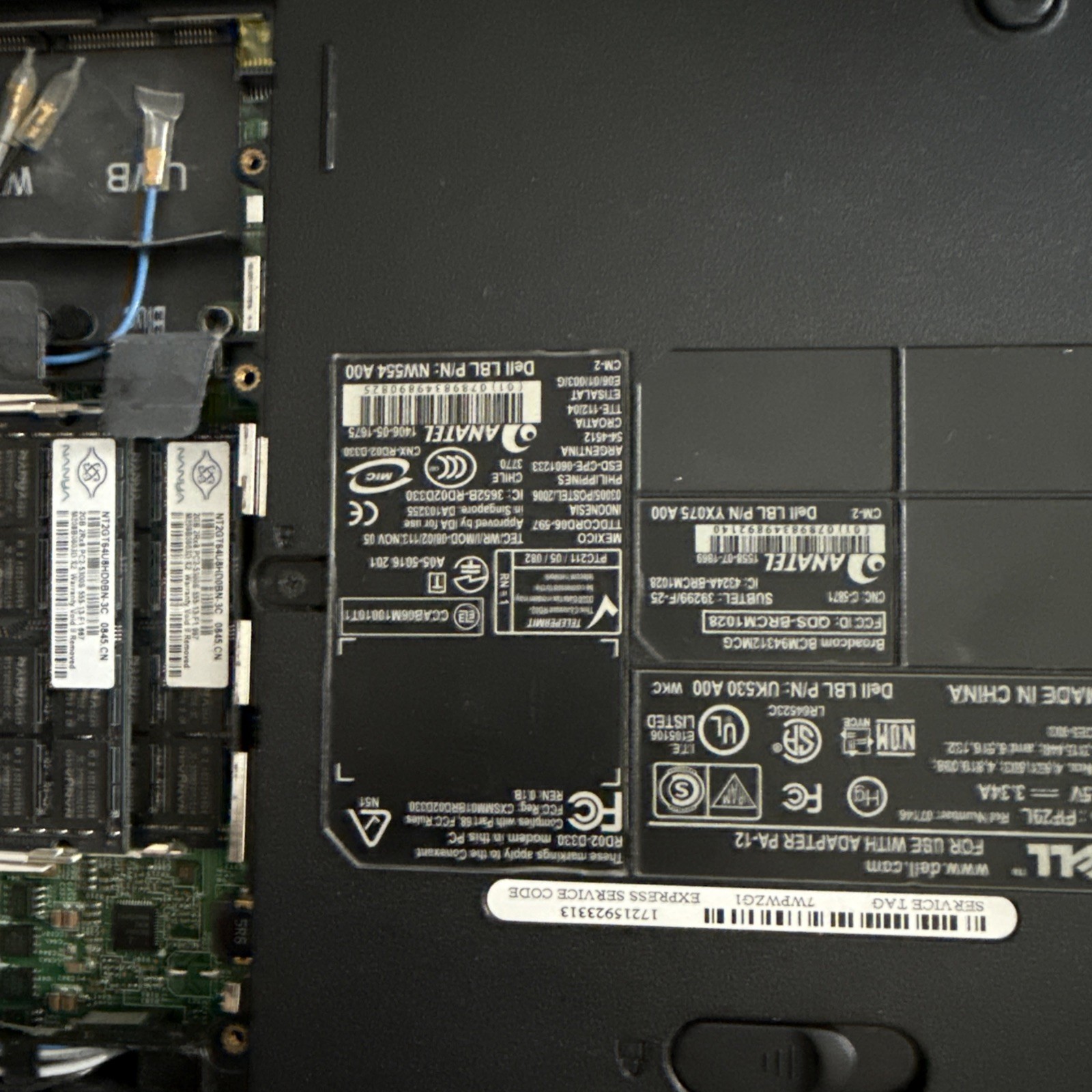 Dell Insprion 1525 intel Cpu 2.16ghz, 4gb ram, 120 HDD, Boot Bios, Batt, No OS