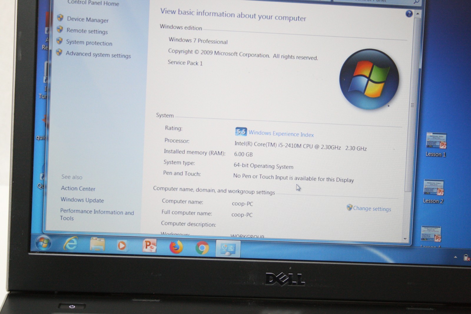 Dell Vostro 3550 Laptop Intel Core i5-2410M @2.30 GHz 6GB 500GB HDD Win 7 Pro