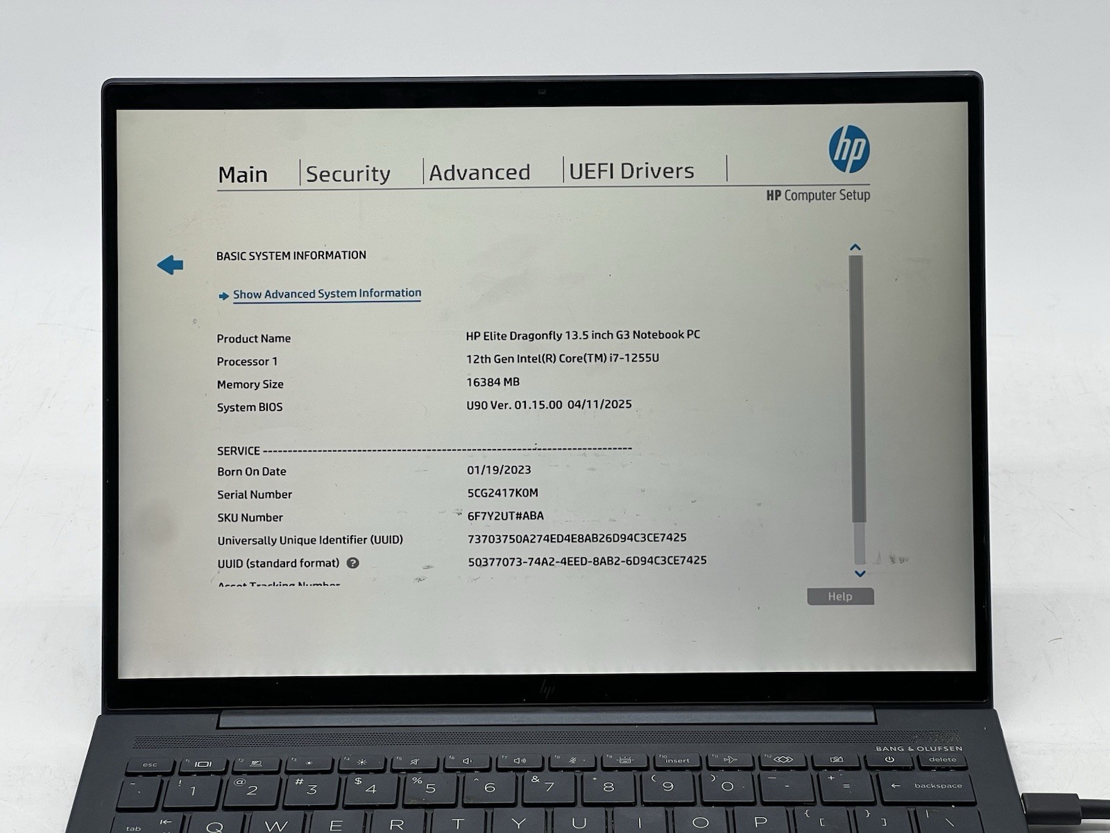 HP Elite Dragonfly G3, Intel i7-1255U, 16GB RAM, No HDD/OS/Adapter