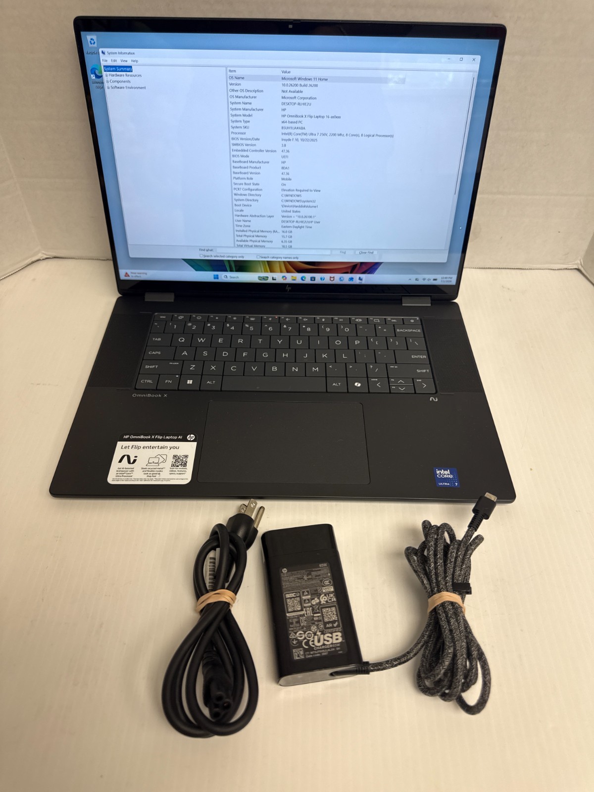 HP Omnibook X Flip 16-AS0023DX 16″ Core Ultra 7 256V 2.2GHz 16GB RAM 1TB SSD