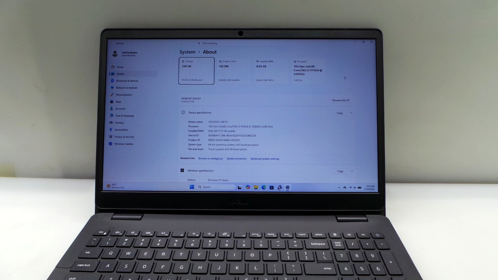 Dell Latitude 3501 15.6″ | i3-1115G4 3.00GHz | 8GB RAM 256GB NVMe | ***READ***