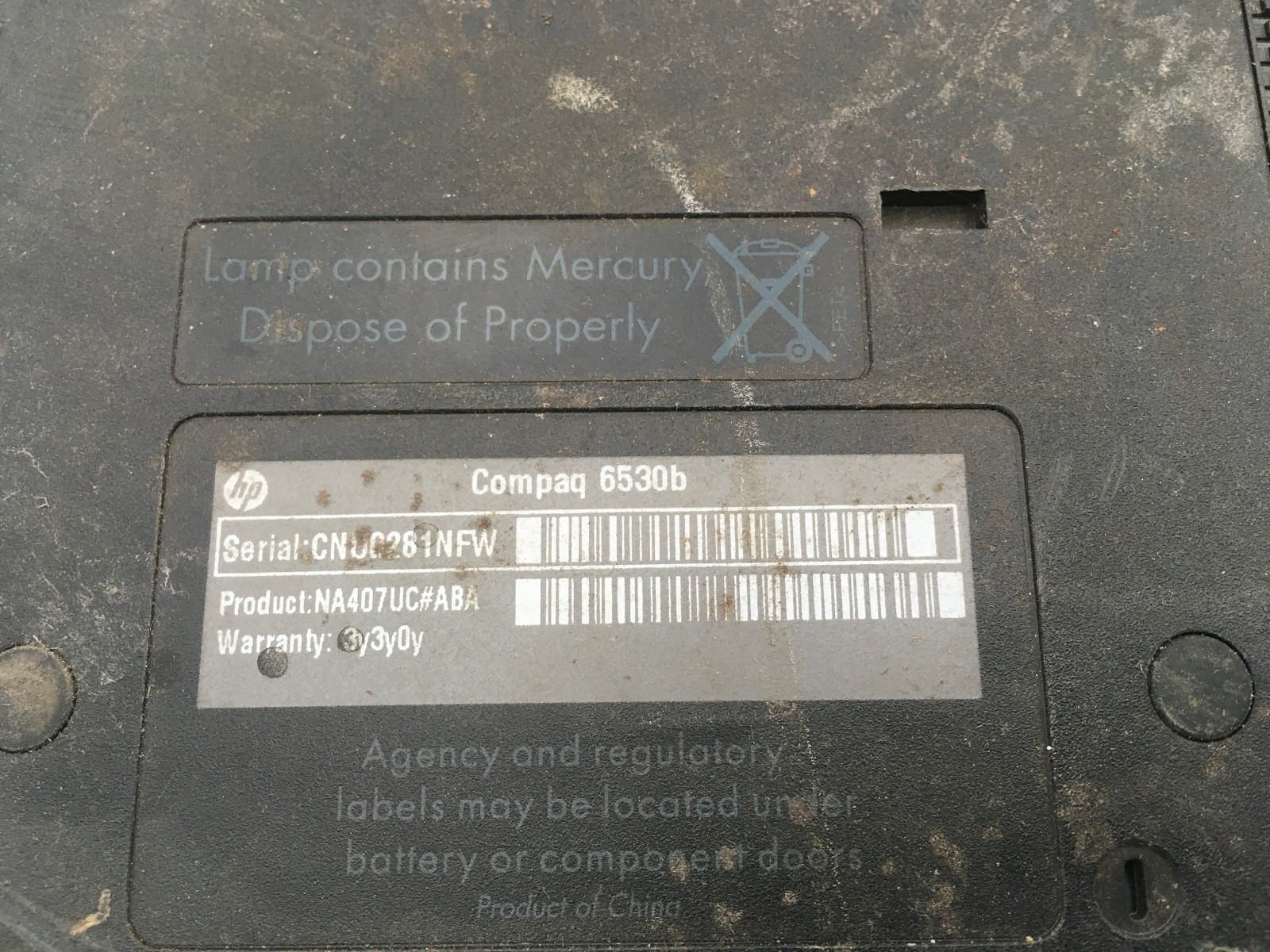 HP COMPAQ 6530B – FOR PARTS/NO LCD POWER – INTEL CORE 2 DUO – NO RAM – READ – BB