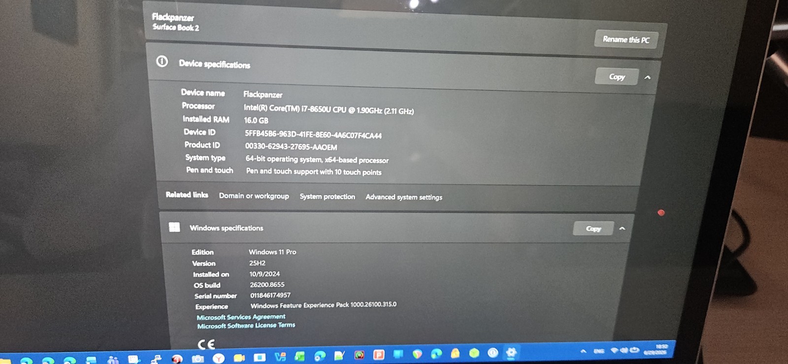 Microsoft Surface Book 2 15″ (256GB, Intel Core i7 8th Gen., 4.20GHz, 16GB)…