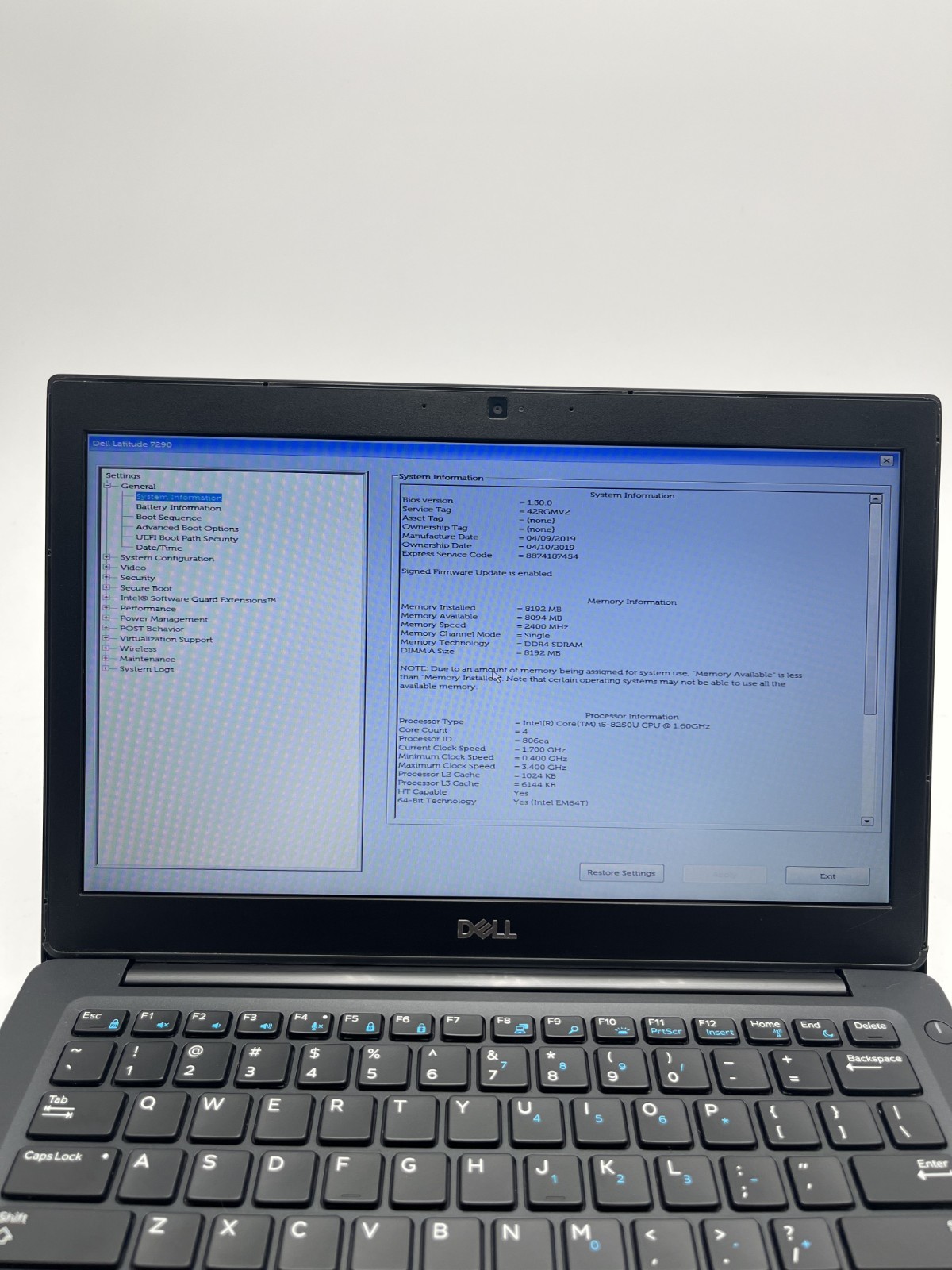 Dell Latitude 7290 12.5″ i5-8250U 8GB RAM 256GB SSD Business Laptop