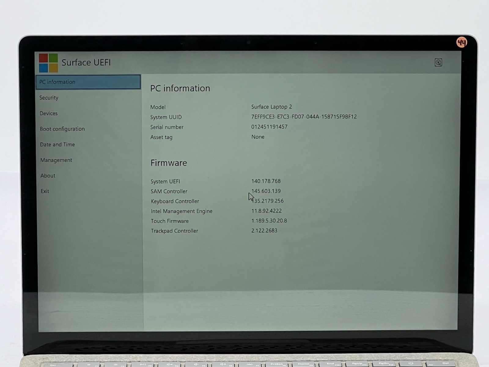 Microsoft Surface Laptop 2, i7-8650U, @ 1.90GHz, 16GB RAM, 512GB NVMe-No OS/AC